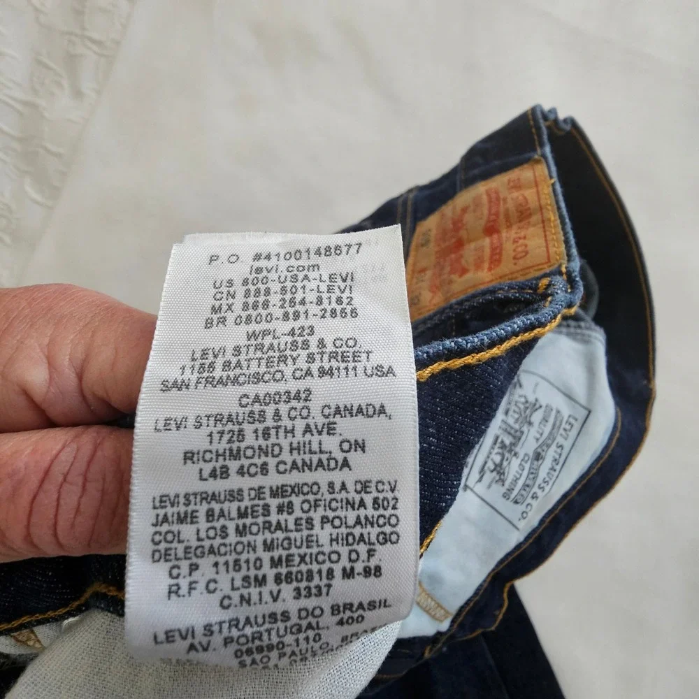 Levis‎ 505 Regular Fit Straight Leg Dark Wash Denim Blue Jeans Mens 34x32 nwot